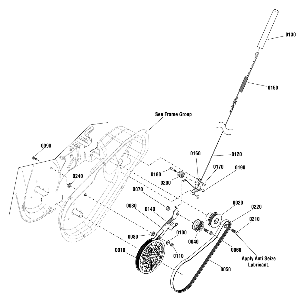 Auger Drive Group Diagram and Parts List for 1696741-00-1222EE 2017 Briggs and Stratton Snow Blower